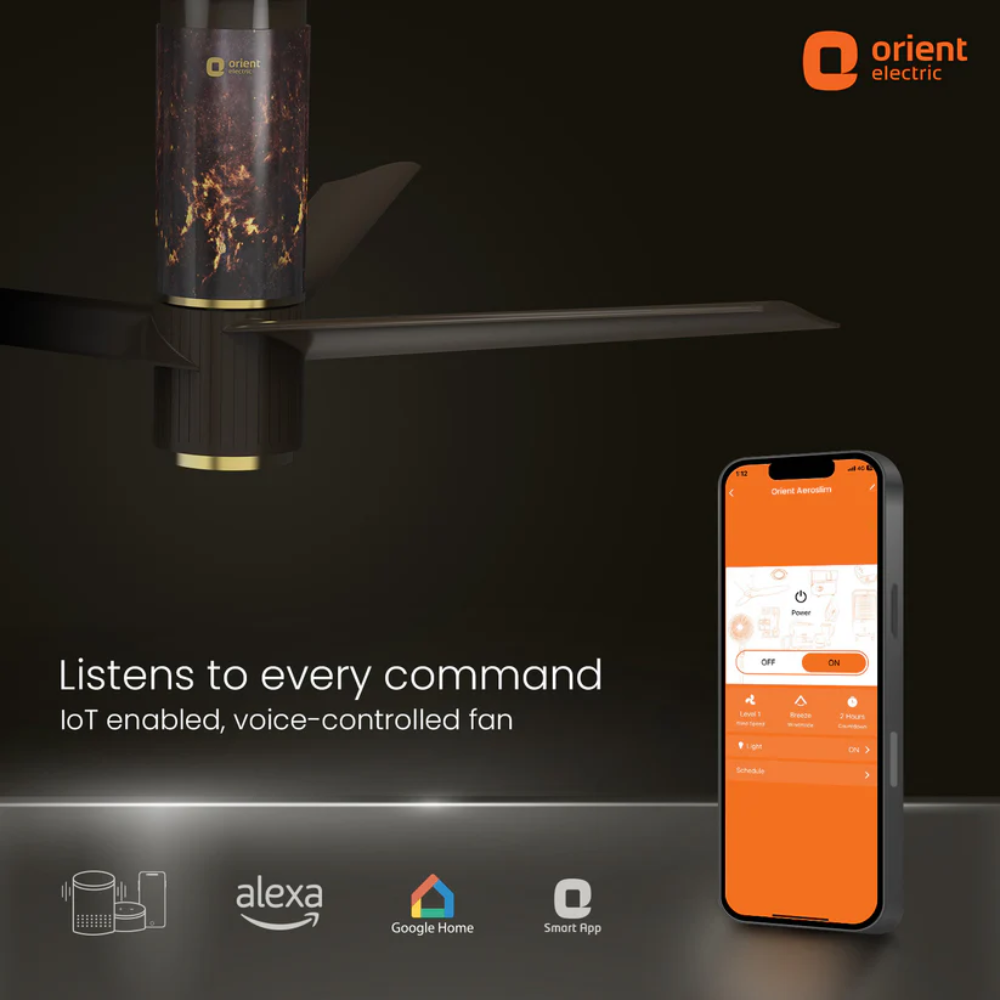 AEROSLIM IOT REMOTE FAN WITH LIGHT 1200MM FLAME GOLD